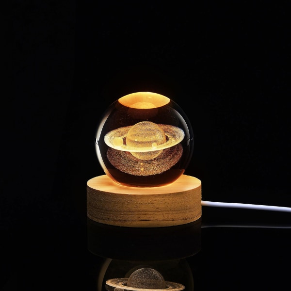 LED Krystal Bordlampe USB 3D Måne Galaxy Globe Natlampe Børn Julepynt Gave[hk] Saturn