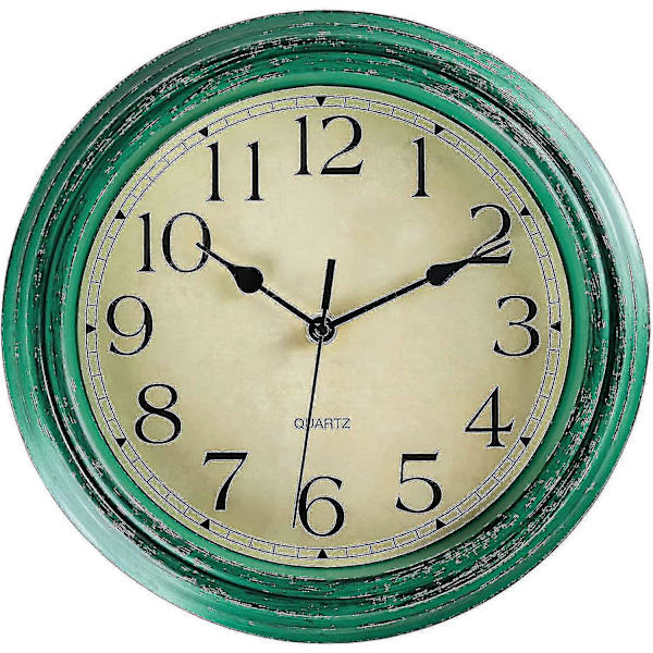 Tyst Icke Tickande Retro Kvarts Klocka Väggklocka (30 cm)[HK] green