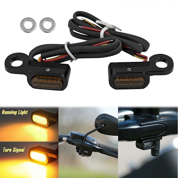 Motorcykel 2st Mini LED Lampa Blinkers Gult Ljus 12v E-Märkt För Harley Softail Breakout 16-17 Touring Road King Glide 14-20[HK] Turn Signal Light C