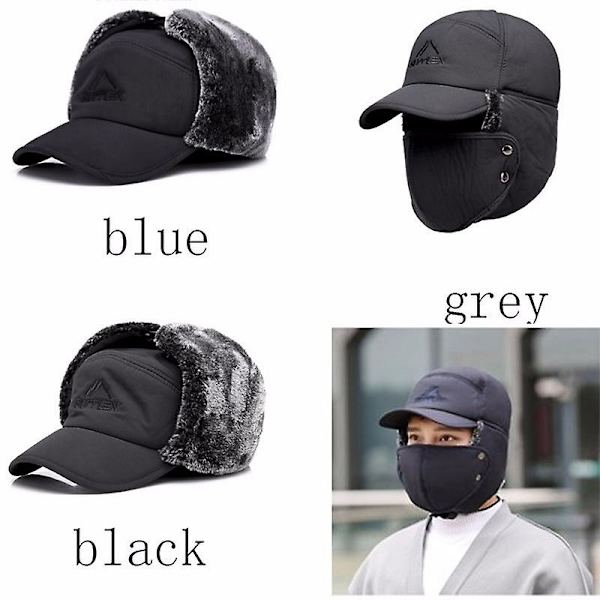 Ny Mäns Tjock Vindtät Varm Helansikts Vinter Basebollkeps Mask Och Hatt[HK] Grey