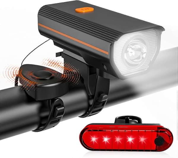 Cykelbelysning fram och bak med elektrisk klocka - LED-cykelbelysningsset[HK]
