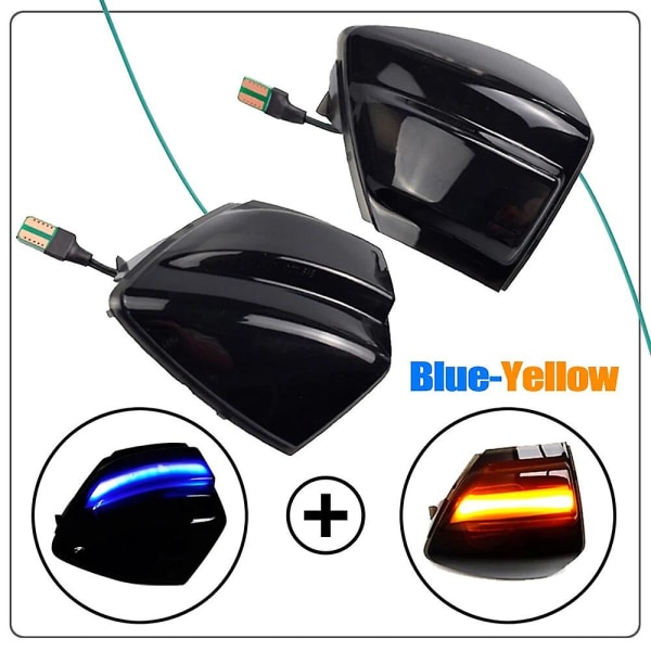 HK  Par til Ford Kuga 1 Galaxy C-max 2 S-max Led Dynamisk Blinklys Dør Vinduespejl Blinklys Indikatorlampe Repeater Blue-Yellow