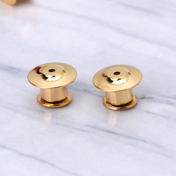 10 Stk. Metal Låse Pin Backs Nyttige Badge Insignia Pin Backs Udskiftning[HK] Gold