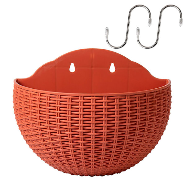 Seinälle kiinnitettävä kukkaruukku Kukkaruukku Lahja Parveke Puolipyöreä Sisä- ja ulkokäyttöön Koti Sisustus Riippuva Eurooppalainen Tyyli Maljakko[HkkK] Brick red small  size