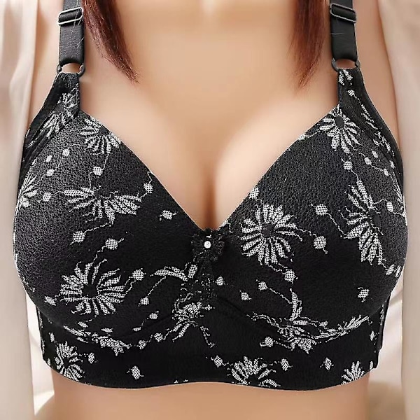 Bløde foret bh'er til kvinder push up bh stor størrelse blonde lingeri plus size sexet bh[HK] Black 40/90bc