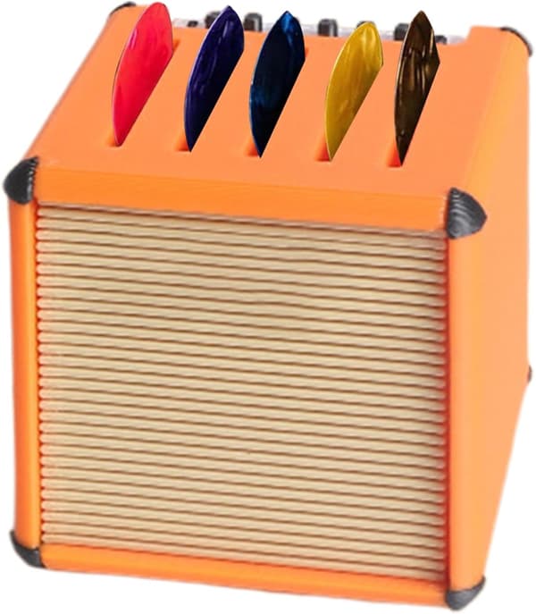 Gitarrplektrumfodral | Retro 3D-printad förvaring för gitarrplektrum - 3D-printat gitarrplektrumfodral med stor kapacitet - Julklapp Födelsedagspresent för, Sva[HK] Orange