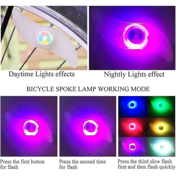 HK 4 X Led-pyöränpyörän valo, vedenpitävä Led-pyöränpyörän valo, jossa on 3 vilkkuva tilaa Led-pyöränpyörän lamppu Color