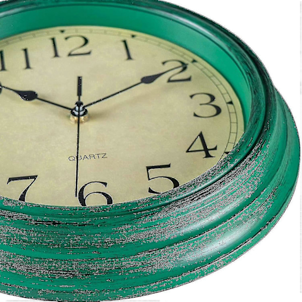 Tyst Icke Tickande Retro Kvarts Klocka Väggklocka (30 cm)[HK] green