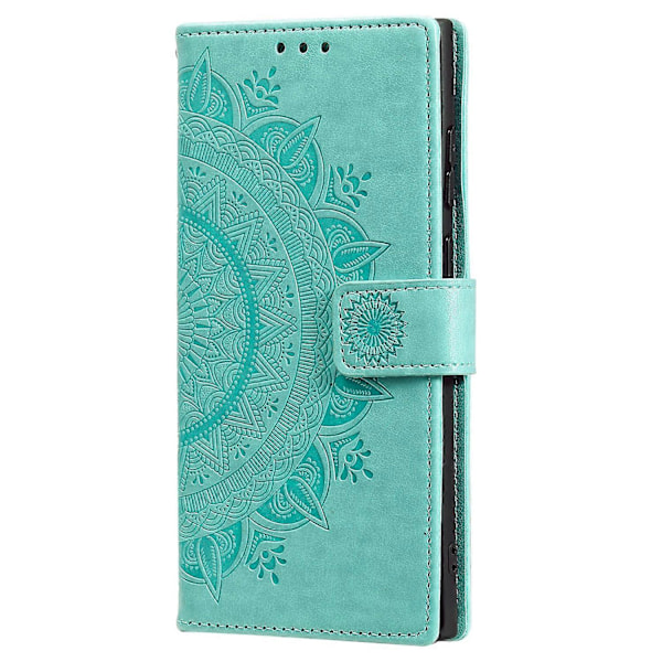 Til Samsung Galaxy S25 Plus Cover med Totem-tryk PU Læder Wallet Stand Telefon Cover[HK] Mint Green