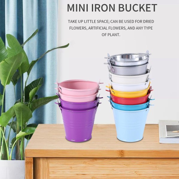 12 st Planter för Blommor Minihinkar Metall Borddekoration (slumpmässig färg)[HkkK]