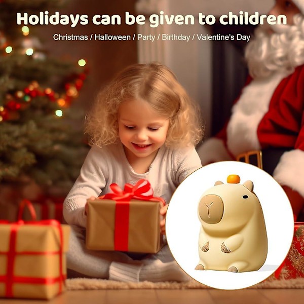 Capybara Natlampe Børn, Dæmpbar Capybara Natlampe, USB Genopladelig Capybara Lampe - Kawaii Dyreformet Silikonelampe - Gave til Børn[HK]