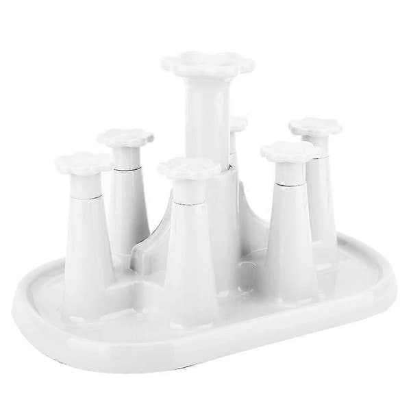 Koppholder Tørkestativ Vannavløp Tørr Organizer for 6 kopper (hvit) [HK]