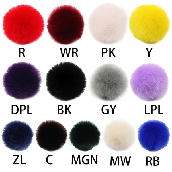 2 stk./sett 14 farger 8 cm DIY fluffy pompom ball med elastisk løkke regnbue solid Co[HK] Green