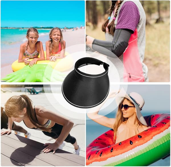 Solskjermer for kvinner | UV-beskyttelse Store brede baseballcapser - Pustende solhatter, Sammenleggbare golfvisircapser for unge jenter og kvinner[HK] black
