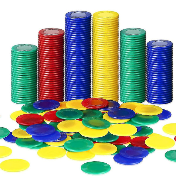 400 stykker plastpokersjetonger Spillsjetonger 4 farger Tellerkort for spilling Telle Bingo Gam[HK] As Shown C