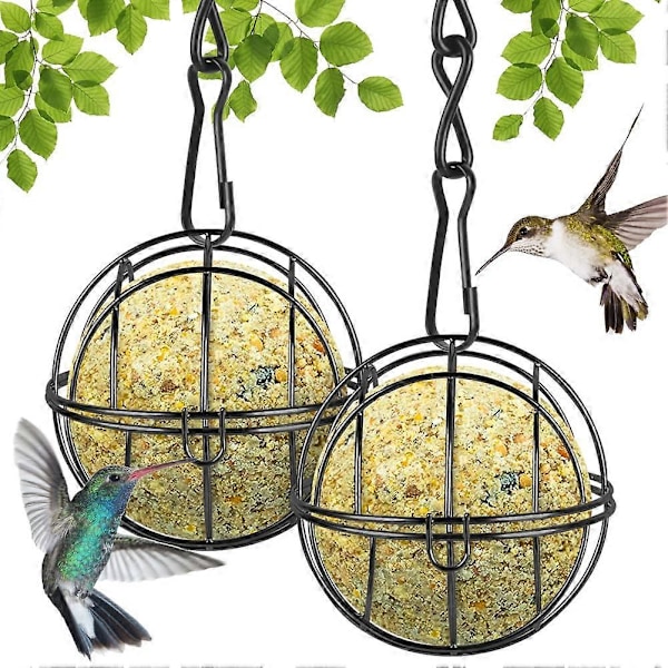 Talipalloteline linnuille, 2 kpl metallisia talipallotelineitä, riippuva pallomainen lintujen ruokintateline 2 S-muotoisella koukulla ulkopuutarhan villieläimille [HK]
