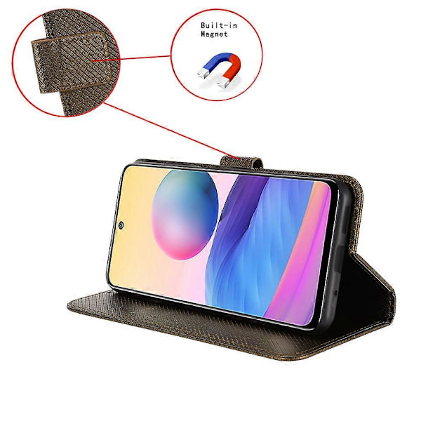 For ZTE nubia Red Magic 8 Pro+ 5G / Red Magic 8 Pro 5G Diamanttekstur PU Lær Stativ Deksel Shell Flip Lommebok Telefonveske[HK] Brown