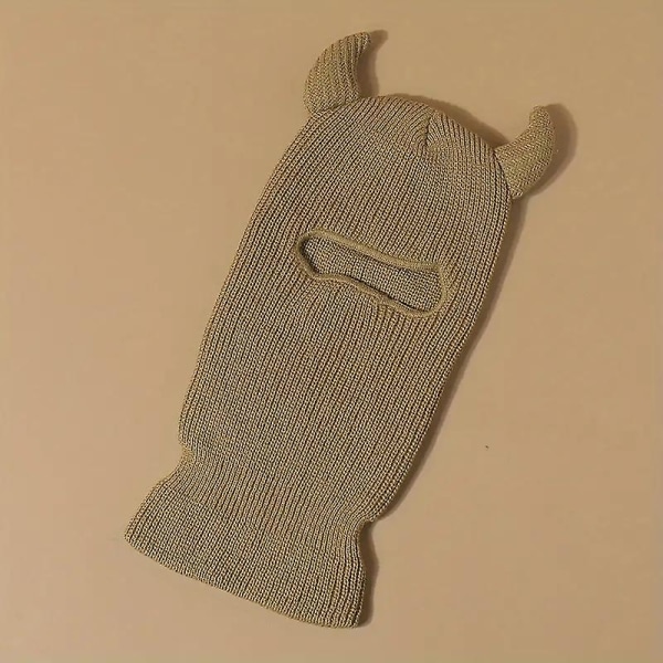 Hotrea! Halloween Y2k stickad mössa för kvinnor och män Håll dig varm och snygg med monsteröron Skidmask Balaclava mössa[HK] Brown