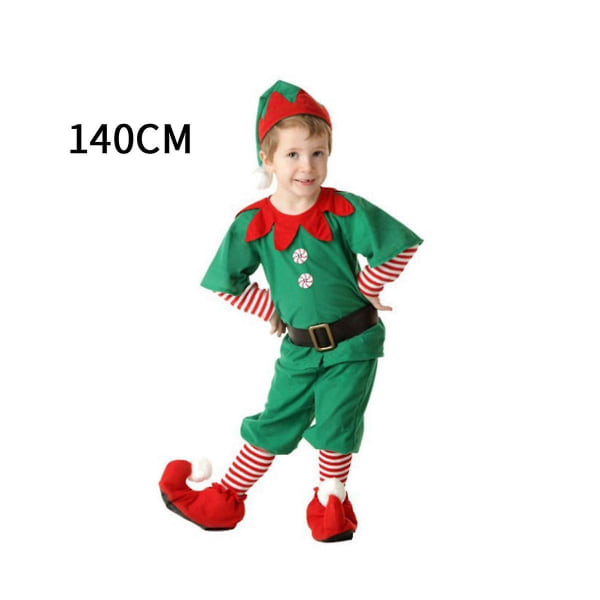 Voksen Børn Familie Julekostume Elf Julekostumer Udklædning Nisse Elf Kostume Funny Cosplay Party 140cm([HK])