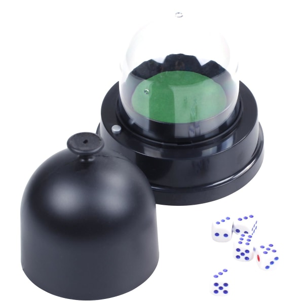 Automatisk terningbeger med batteridrift, pub, bar, fest, spill med 5 terninger, svart [HK] Black