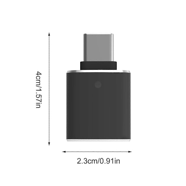 USB C Hona till USB Hane Adapter USB A till C Adapter Med Indikatorlampa[HK] Black