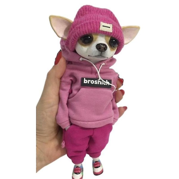 Handgjord docka i harts, stående valpfigur, chihuahua sharpei hund, söt och trendig djurfigur i lera [HK] one size A