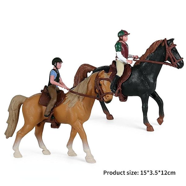 Hule gård mennesker dyr figurer legetøj ridning hest figur rytter action figurer model pædagogisk model dukke til børn gave[HK] 2pcs