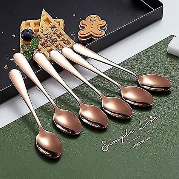HK Ruusukultaiset kahvilusikat. 13 cm ruostumattomasta teräksestä valmistetut teelusikat 6 kpl. Titaani