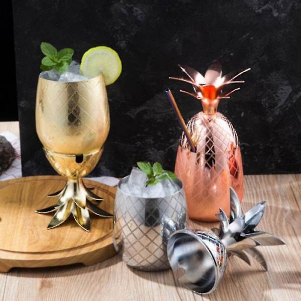 Smuk Comy Ananas Cocktail Kop 304 Rustfrit Stål Ananas Cocktail Krus Bar Fest Tilbehør Rose Guld[HK] Gold