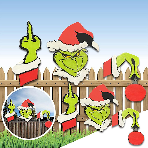 Julgranspynt Trädgårdsstaket Tittare Grinch Jultomten Älg Dekoration[HK] C