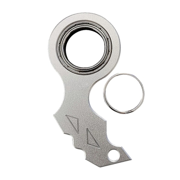 Nyckelring Spinner Fidget Leksak Fickformat Fingertopps Metall Gadget Nyckelring Stresslindring & Anti-Ångest Sensoriska Leksaker för Tonåringar & Vuxna Anti St[HK] Silver