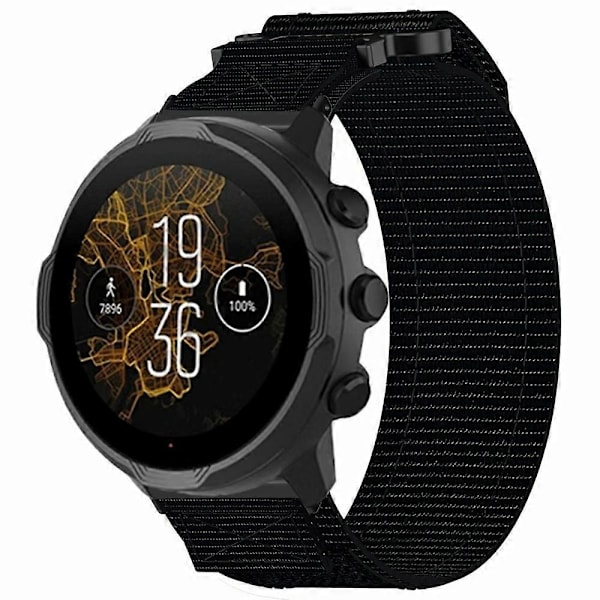 24mm Nylon Klokkereim for Suunto 9/ 7/ Spartan Sport Wrist HR Baro Løkke Festestropp[HK] Black