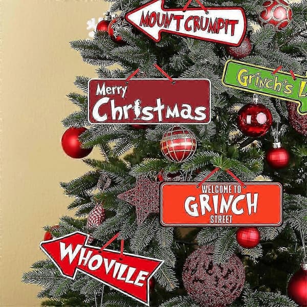 Julskyltar Julgranshängen Grinch-tema Dekoration Pappersprydnader[HK]