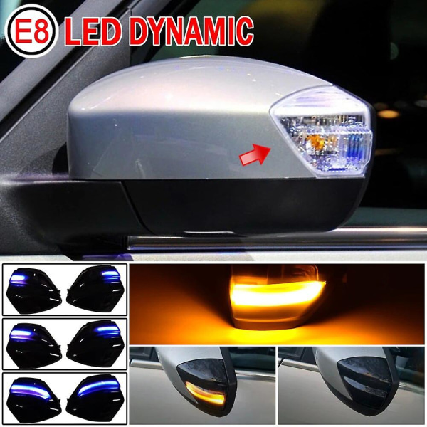 HK  Par för Ford Kuga 1 Galaxy C-max 2 S-max Led dynamisk blinkersljus dörrvingespegel blinkersindikatorlampa repeater Blue-Yellow