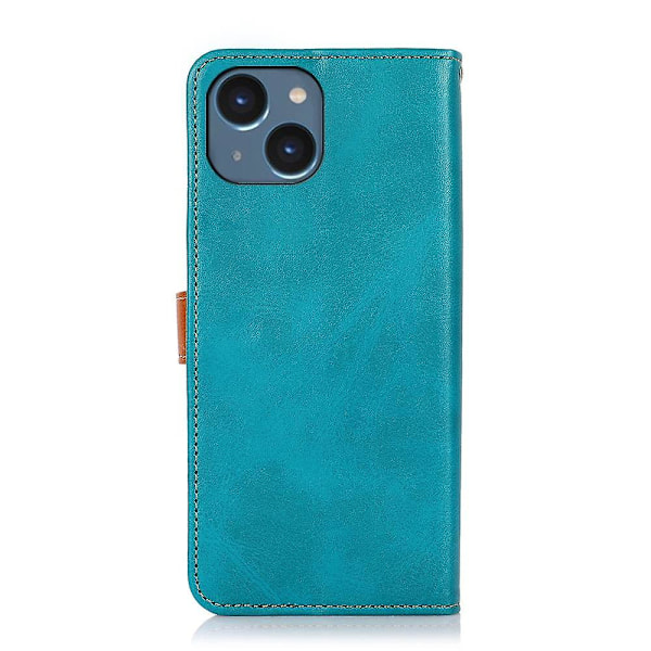Tvåfärgat Läderfodral i Kohud för iPhone 15[HK] Blue