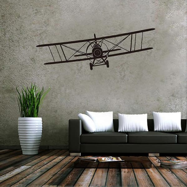 Svarta Cool Glider Flygplan Väggdekaler för Dekorationsbruk 2st Set[HK]