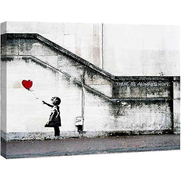 Kunst Lærredsprint Vægkunst Af Banksy Graffiti Pige Med Rød Ballon Grå Kærlighedsbilleder Malerier Til Stue Soveværelse Størrelse:20*30cm[HK]