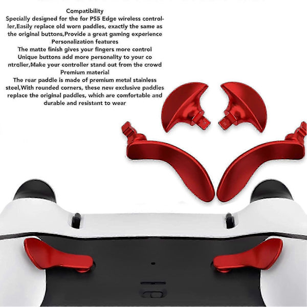 4 stk. Game Controller Bagside Paddles Professionel Udskiftning Metal Bagside Knapper Til Ps5 Edge Controller[HK] Red