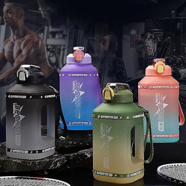 Sports Vandflaske 1,5 Liter Silikone Sugerør Rejseflaske Sport Fitness Kop[HK] black 2.3L