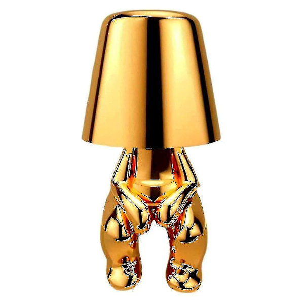 Nattbord Touch Bordlampe, Gull Thinker Lampe Skrivebordslys Ledningsfri Oppladbar Bærbar Dekorativ Nattbordlampe Med USB-Lading[hk] H gold