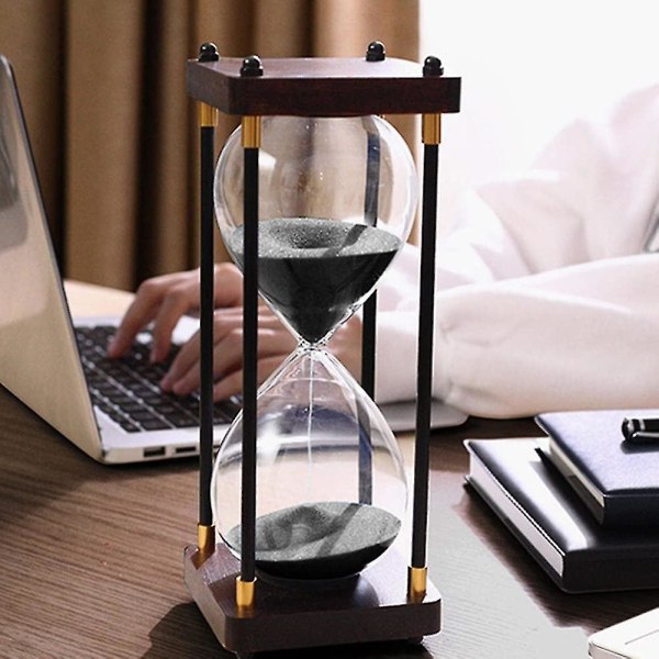 HKK  Hourglass,hourglass Timer,60 Minute Hourglass,hourglass Sand Timer,black Wooden Hourglass,for Home,dinning Room,office Decor