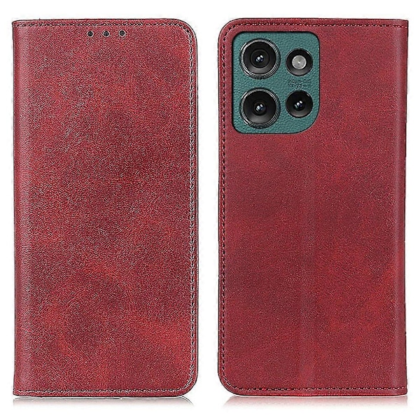 Til Motorola Edge 50 5G Etui Split Læder Flip Wallet Telefon Cover - Kaffe[HK] Multicolor Red