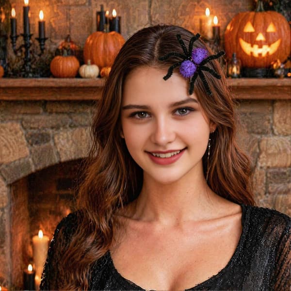 Edderkoppehårklemmer - Behårede edderkoppehårtilbehør kompatible med Halloween Cosplay Party[HK] 2