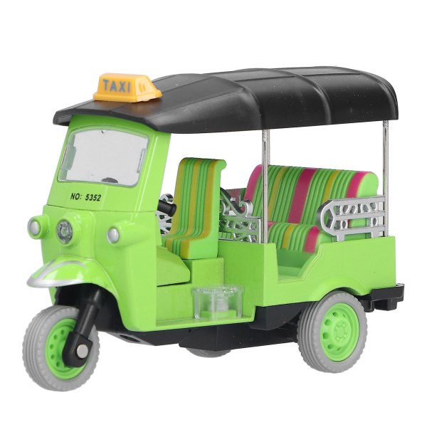 Drag tillbaka thailändsk trehjuling simulering legering Tuk Tuk bilmodell leksak barnfordon leksak för barn 3-6 år[HK] Green