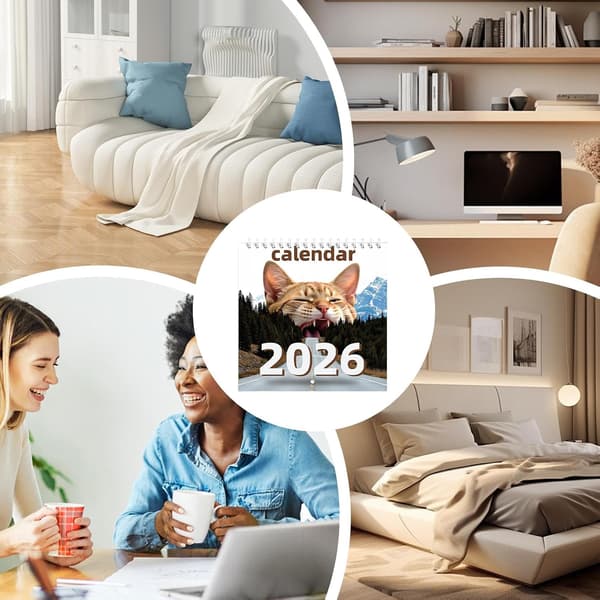 Kattkalender, katt-tema kalender - Månedlig påminnelse om helligdager 12 måneder planlegging av avtaler gutter jenter barn lærere studenter hjem Cl[HK]