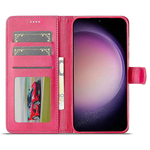 LC.IMEEKE Fodral till Samsung Galaxy S25 Kalvtextur PU Läder Ställ Plånbok Mobilskal - Grå[HK] Rose Multicolor