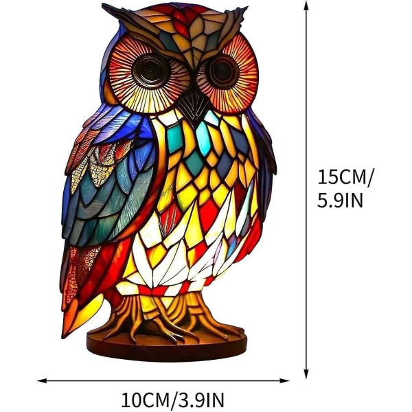 HK Eläin pöytävalaisin, marokkolainen lyhty yövalo mosaiikkilasilla - esteettinen makuuhuoneen sisustus Owl shape