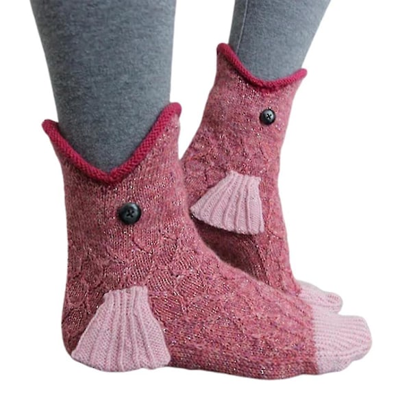 Unisex jouluaiheiset neulotut eläinkuviosukat, funkyt polvisukat [HK] Carp