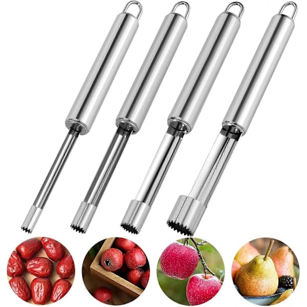4 stk. æblekernefjerner i rustfrit stål, 4 forskellige typer kernefjerner, æbleudkerner, frugtkernefjerner, frugtkernefjerner til hjemmet og ([HK]