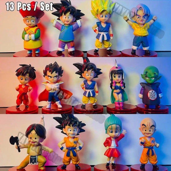 Dragon Ball Z Super Saiyan Son Goku Anime Figur Son Gohan Vegeta Broly Piccolo Majin Buu Set Action Figurine Modell Gåvor Leksak[HK] B 21pcs No box